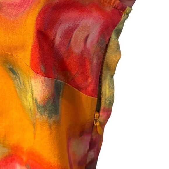 Size 0 Sleeveless Blouse J. Crew 100% Cotton Watercolor Orange Pink Red Floral R - Picture 7 of 8